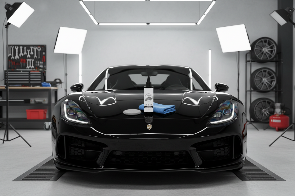 Voiture de sport noire en garage